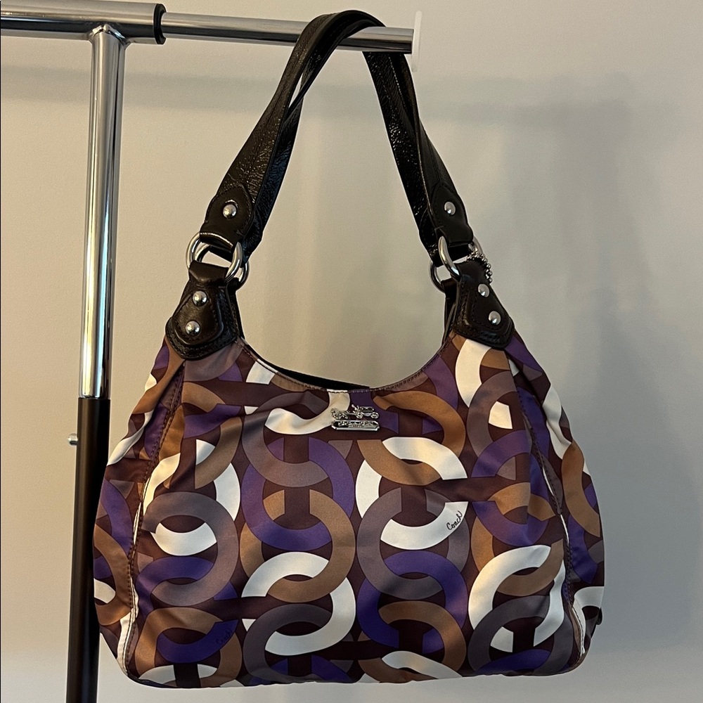 Beautiful and Stylish Purple and Brown Coach Bag